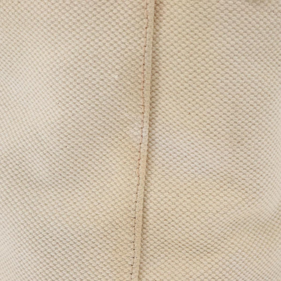 PRADA Tote Bag Canvas Leather Beige Silver Auth BSZ661