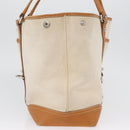 PRADA Tote Bag Canvas Leather Beige Silver Auth BSZ661-7