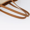 PRADA Tote Bag Canvas Leather Beige Silver Auth BSZ661-9
