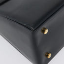 Salvatore Ferragamo Gancini Hand Bag Leather 2way Navy Gold Auth LNZ105-10