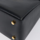 Salvatore Ferragamo Gancini Hand Bag Leather 2way Navy Gold Auth LNZ105-15