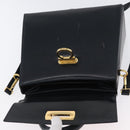 Salvatore Ferragamo Gancini Hand Bag Leather 2way Navy Gold Auth LNZ105-19