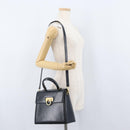 Salvatore Ferragamo Gancini Hand Bag Leather 2way Navy Gold Auth LNZ105-25