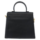 Salvatore Ferragamo Gancini Hand Bag Leather 2way Navy Gold Auth LNZ105-2