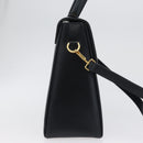 Salvatore Ferragamo Gancini Hand Bag Leather 2way Navy Gold Auth LNZ105-4