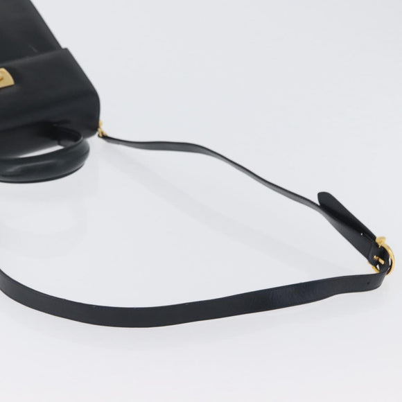 Salvatore Ferragamo Gancini Hand Bag Leather 2way Navy Gold Auth LNZ105