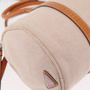 PRADA Hand Bag Canvas 2way Beige Silver Auth BSZ665A-17