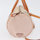 PRADA Hand Bag Canvas 2way Beige Silver Auth BSZ665A-4