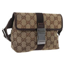 GUCCI GG Canvas Shoulder Bag Beige Silver 131236 Auth BSZ673-1