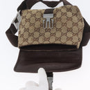 GUCCI GG Canvas Shoulder Bag Beige Silver 131236 Auth BSZ673-16