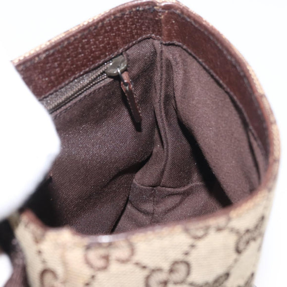 GUCCI GG Canvas Shoulder Bag Beige Silver 131236 Auth BSZ673