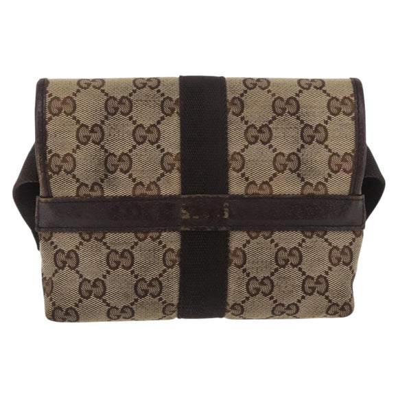 GUCCI GG Canvas Shoulder Bag Beige Silver 131236 Auth BSZ673