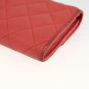 CHANEL Matelasse Long Wallet Caviar Skin Pink Gold CC Auth BSZ676A-10