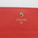 CHANEL Matelasse Long Wallet Caviar Skin Pink Gold CC Auth BSZ676A-12