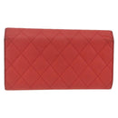 CHANEL Matelasse Long Wallet Caviar Skin Pink Gold CC Auth BSZ676A-3