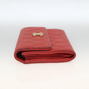 CHANEL Matelasse Long Wallet Caviar Skin Pink Gold CC Auth BSZ676A-4
