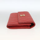 CHANEL Matelasse Long Wallet Caviar Skin Pink Gold CC Auth BSZ676A-5