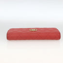 CHANEL Matelasse Long Wallet Caviar Skin Pink Gold CC Auth BSZ676A-6