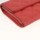 CHANEL Matelasse Long Wallet Caviar Skin Pink Gold CC Auth BSZ676A-9