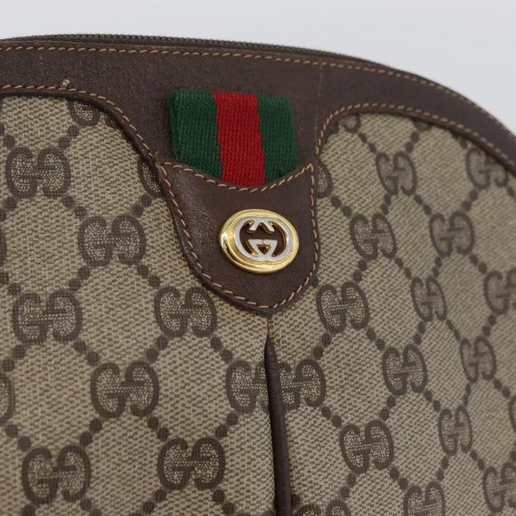 GUCCI GG Supreme Web Sherry Line Bag PVC Beige Gold 904 02 047 Auth BSZ679
