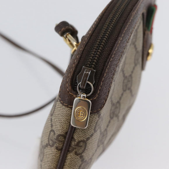 GUCCI GG Supreme Web Sherry Line Bag PVC Beige Gold 904 02 047 Auth BSZ679