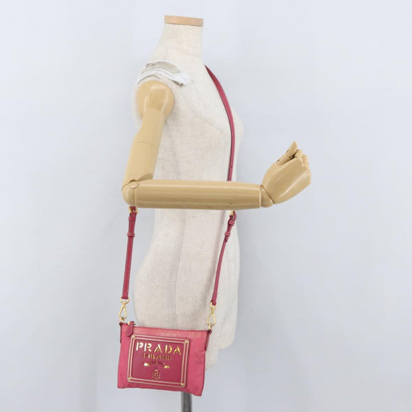 PRADA Shoulder Bag Nylon Pink Gold Auth BSZ681