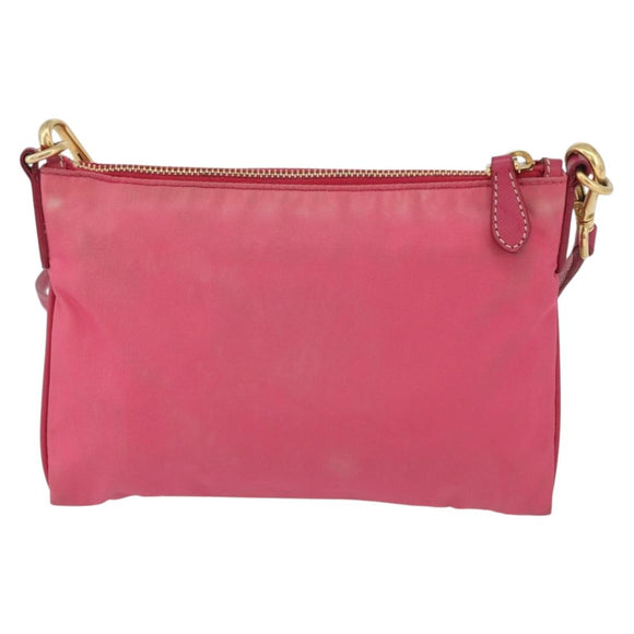 PRADA Shoulder Bag Nylon Pink Gold Auth BSZ681
