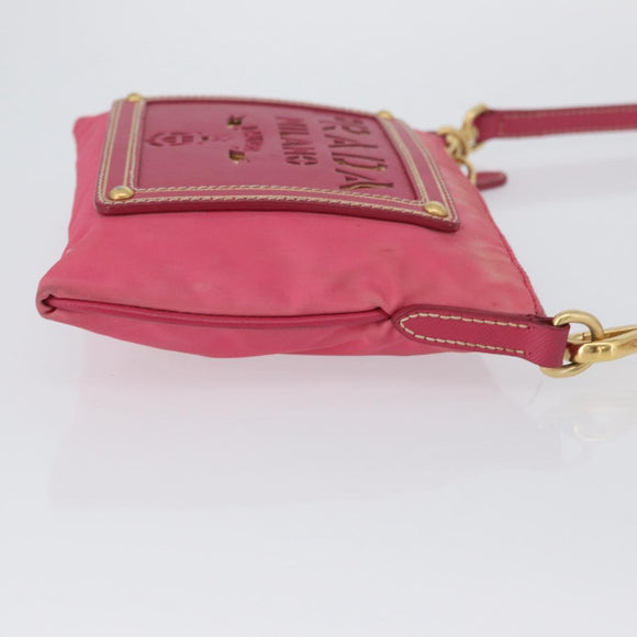 PRADA Shoulder Bag Nylon Pink Gold Auth BSZ681