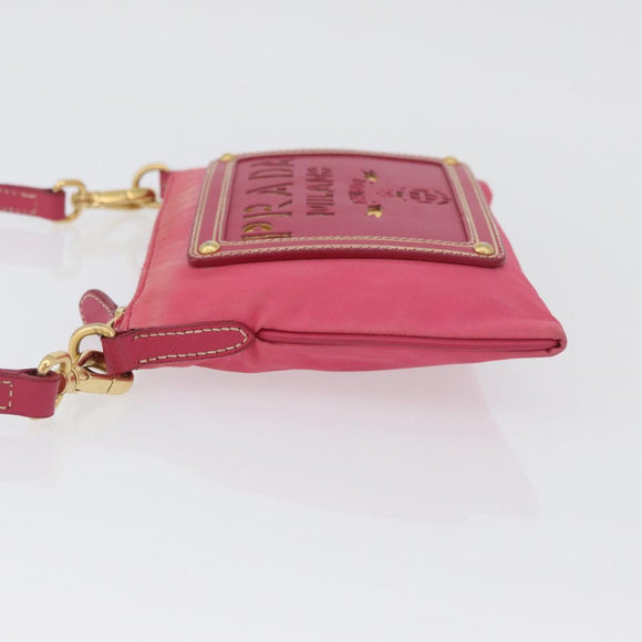 PRADA Shoulder Bag Nylon Pink Gold Auth BSZ681