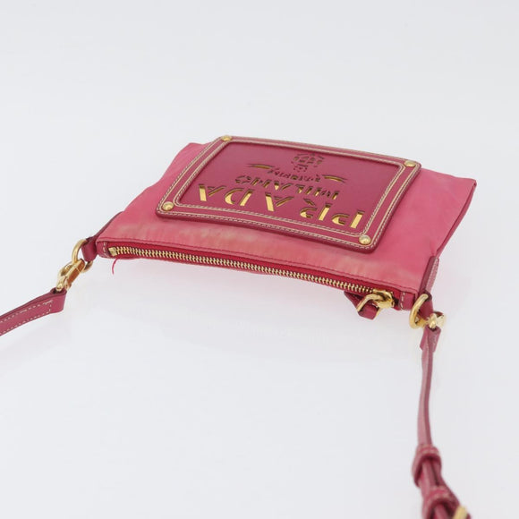 PRADA Shoulder Bag Nylon Pink Gold Auth BSZ681
