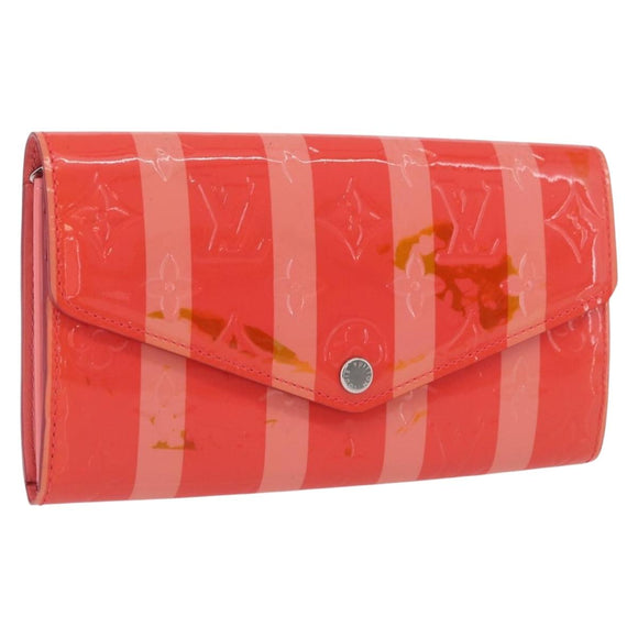 LOUIS VUITTON Vernis Rayure Portefeiulle Sarah Poppy Petal M58038 Auth BSZ682