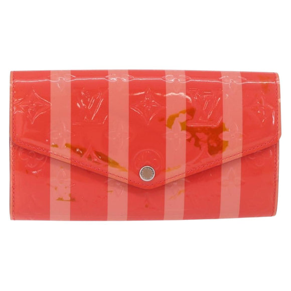 LOUIS VUITTON Vernis Rayure Portefeiulle Sarah Poppy Petal M58038 Auth BSZ682