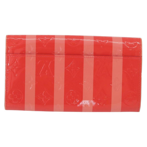 LOUIS VUITTON Vernis Rayure Portefeiulle Sarah Poppy Petal M58038 Auth BSZ682
