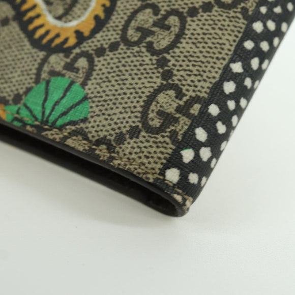GUCCI GG Supreme Compact Wallet PVC Beige Auth BSZ684M