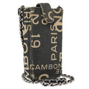 CHANEL By Sea Line Phone Pouch Shoulder Bag Canvas Black Silver CC Auth BSZ685-1