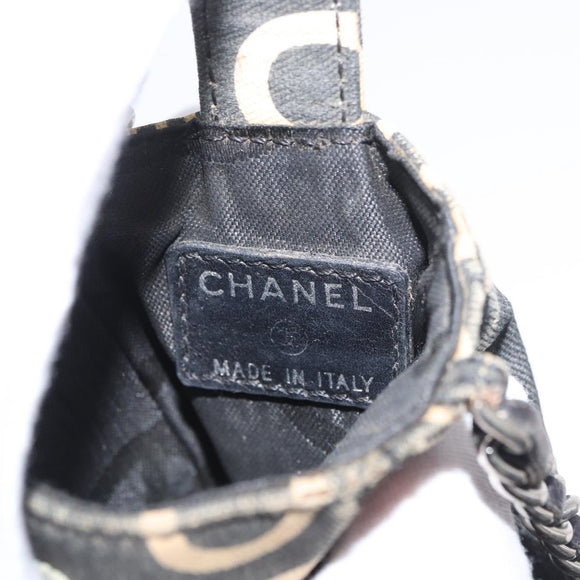 CHANEL By Sea Line Phone Pouch Shoulder Bag Canvas Black Silver CC Auth BSZ685