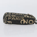 CHANEL By Sea Line Phone Pouch Shoulder Bag Canvas Black Silver CC Auth BSZ685-4