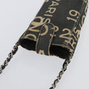 CHANEL By Sea Line Phone Pouch Shoulder Bag Canvas Black Silver CC Auth BSZ685-6