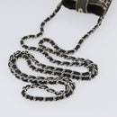 CHANEL By Sea Line Phone Pouch Shoulder Bag Canvas Black Silver CC Auth BSZ685-7