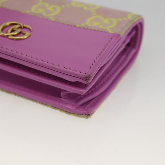 GUCCI GG Canvas Compact Wallet Purple 783118 Auth BSZ689A