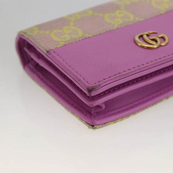 GUCCI GG Canvas Compact Wallet Purple 783118 Auth BSZ689A