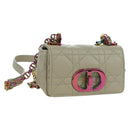Christian Dior Canage Chain Dior Caro Bag Lamb Skin Ivory Gold Auth BSZ691SAM-1