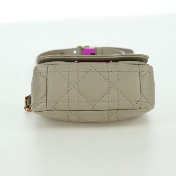 Christian Dior Canage Chain Dior Caro Bag Lamb Skin Ivory Gold Auth BSZ691SAM