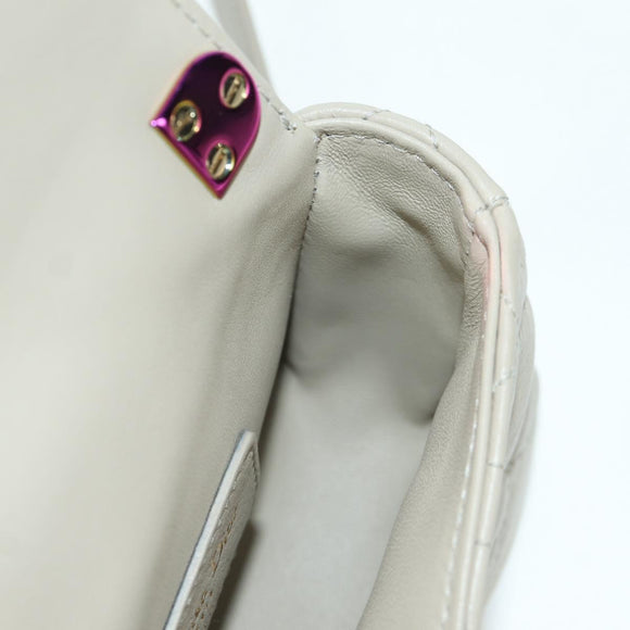 Christian Dior Canage Chain Dior Caro Bag Lamb Skin Ivory Gold Auth BSZ691SAM