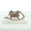 Christian Dior Canage Chain Dior Caro Bag Lamb Skin Ivory Gold Auth BSZ691SAM-23