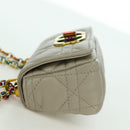 Christian Dior Canage Chain Dior Caro Bag Lamb Skin Ivory Gold Auth BSZ691SAM-4