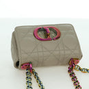 Christian Dior Canage Chain Dior Caro Bag Lamb Skin Ivory Gold Auth BSZ691SAM-6