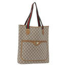 GUCCI GG Plus Supreme Web Sherry Line Tote Bag PVC Beige Red Green Auth BSZ695-1