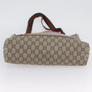 GUCCI GG Plus Supreme Web Sherry Line Tote Bag PVC Beige Red Green Auth BSZ695-11