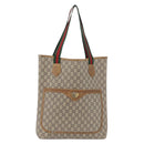 GUCCI GG Plus Supreme Web Sherry Line Tote Bag PVC Beige Red Green Auth BSZ695-2